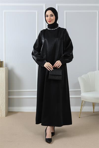 Boyun Taşlı Abiye - Siyah