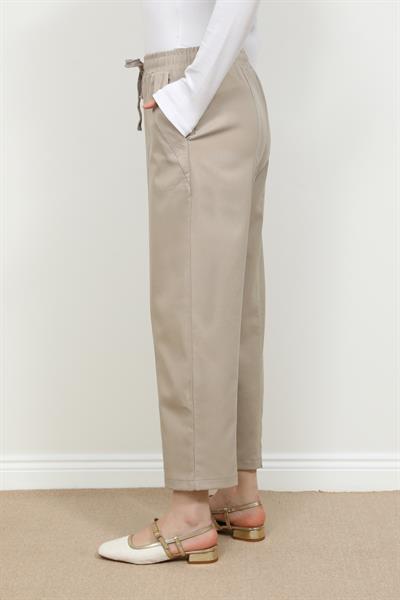 Cepli Keten Pantolon - Krem