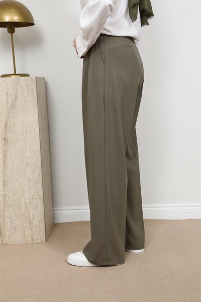 Çift Düğme Palazzo Pantolon - Haki