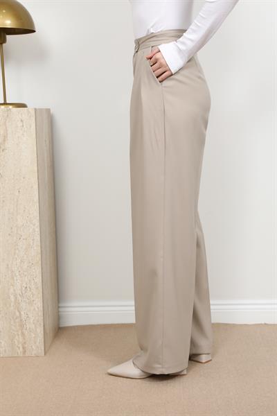 Çift Düğme Palazzo Pantolon - Krem
