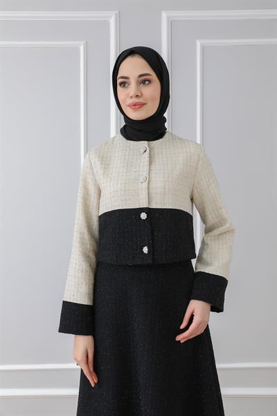 Çift Renk Tüvit Takım - Siyah