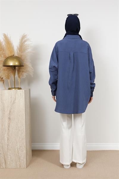 Çizgili Gömlek - Lacivert