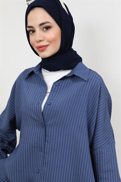 Çizgili Gömlek - Lacivert