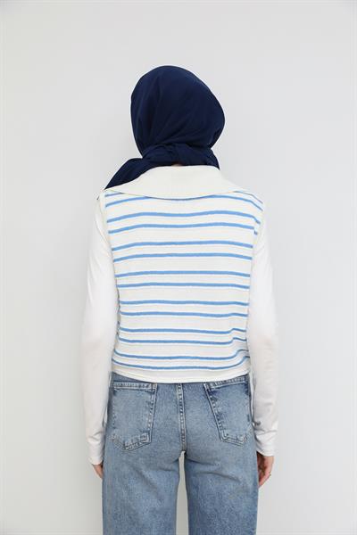 Çizgili Süveter - Mavi