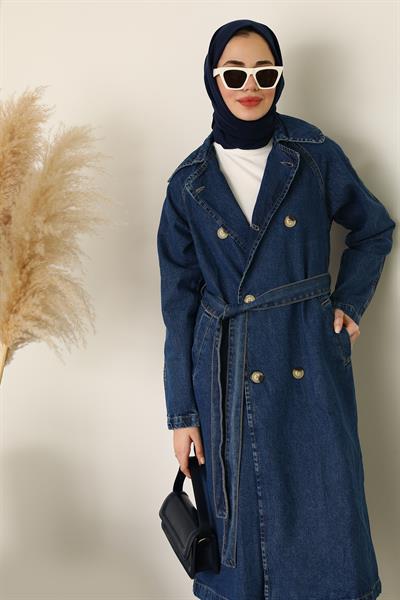 Denim Trençkot - Mavi