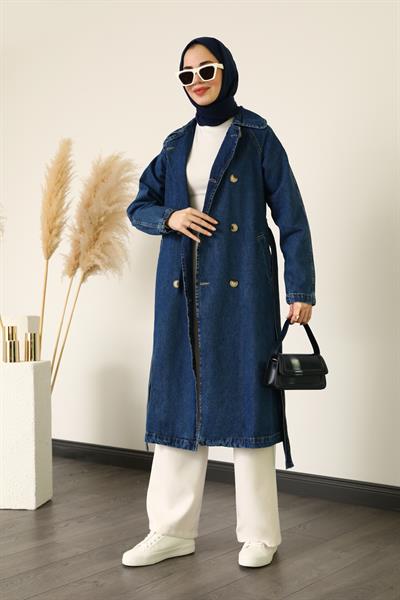 Denim Trençkot - Mavi