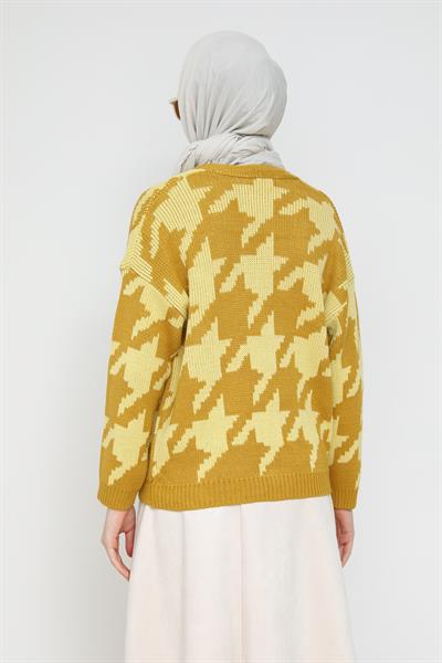 Desenli Hırka - Hardal