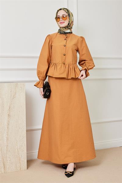 Düğmeli Etekli Takım - CAMEL