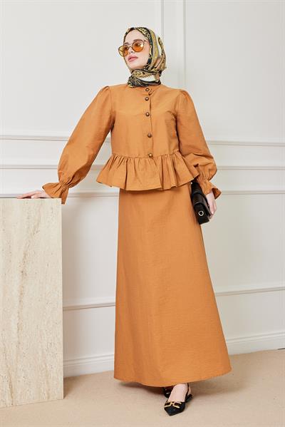 Düğmeli Etekli Takım - CAMEL