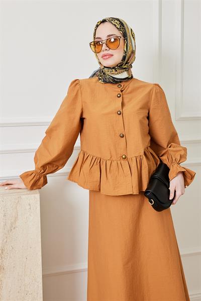 Düğmeli Etekli Takım - CAMEL