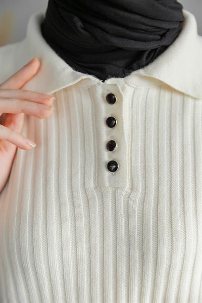 Etekli Triko Takım - Krem