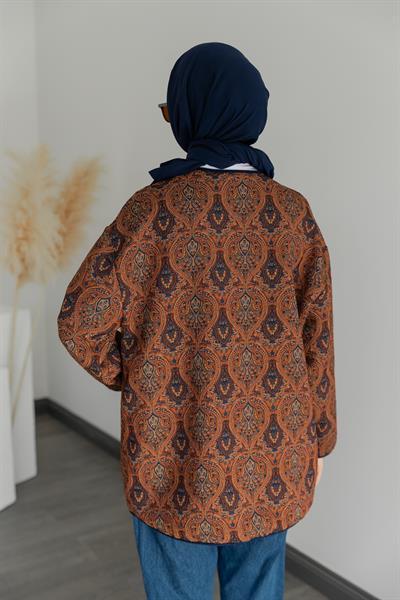 Etnik Desenli Ceket - Kahverengi