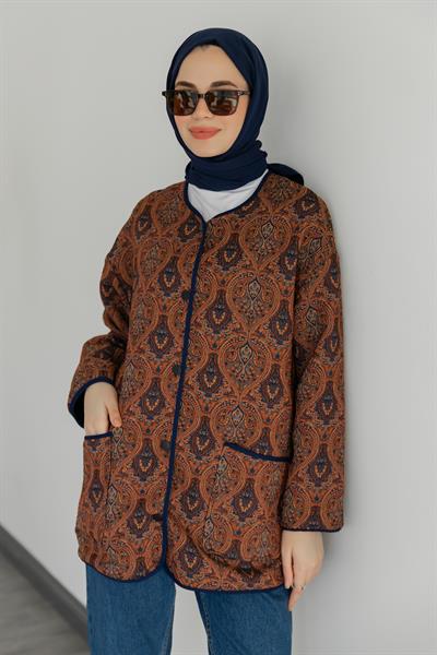 Etnik Desenli Ceket - Kahverengi
