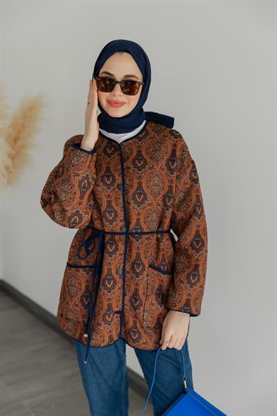 Etnik Desenli Ceket - Kahverengi