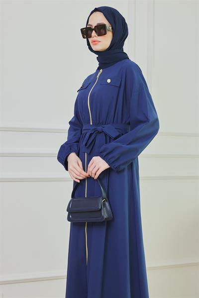Fermuarlı Elbise - Lacivert