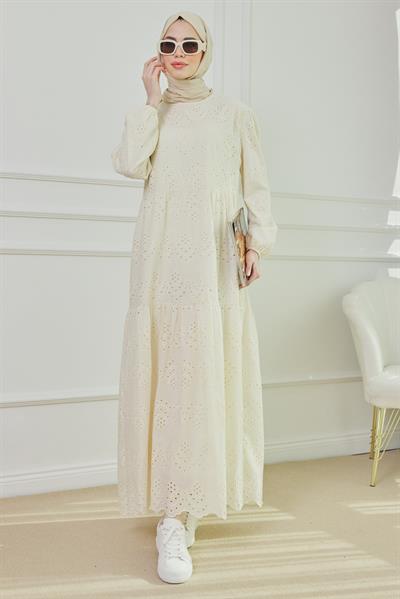 Fisto Elbise - Krem