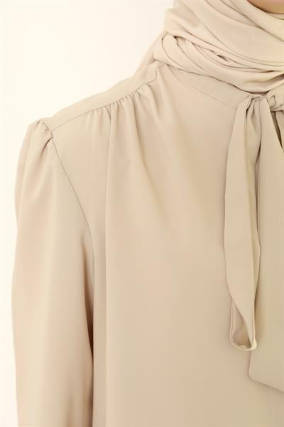 Fular Detaylı Gömlek - Krem