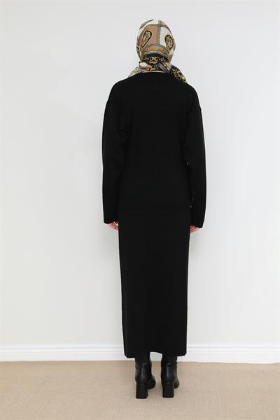 Gold Düğmeli Hırka - Siyah