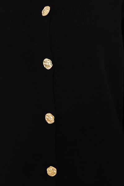 Gold Düğmeli Hırka - Siyah