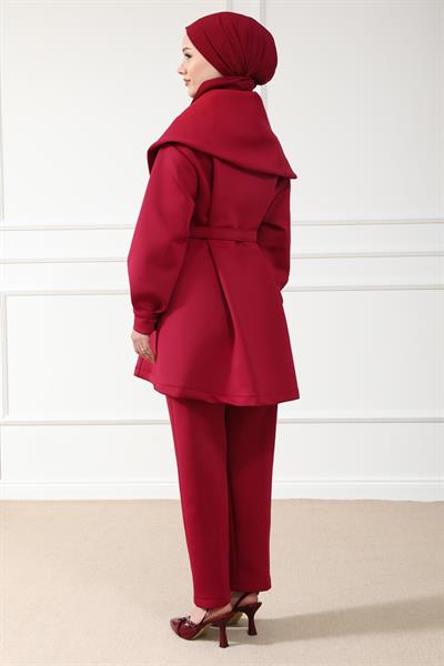 Gold Düğmeli Takım - Bordo
