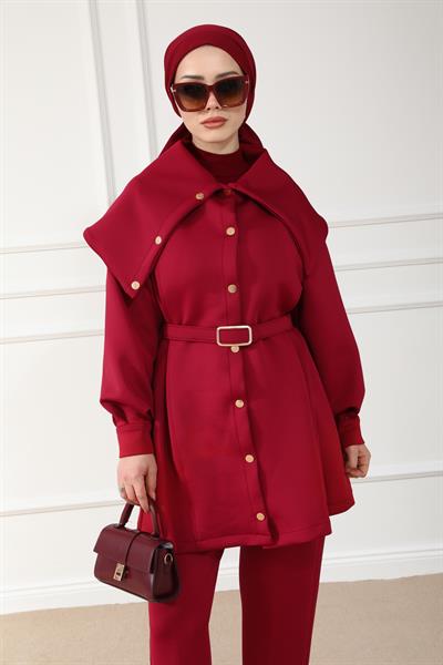 Gold Düğmeli Takım - Bordo