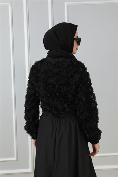 Güllü Bomber Ceket - Siyah