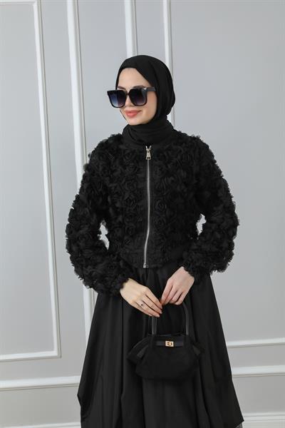 Güllü Bomber Ceket - Siyah