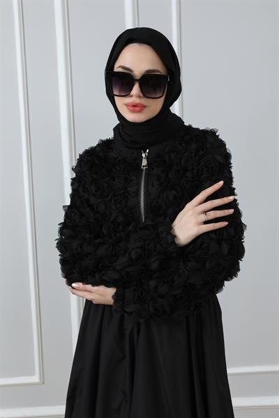 Güllü Bomber Ceket - Siyah