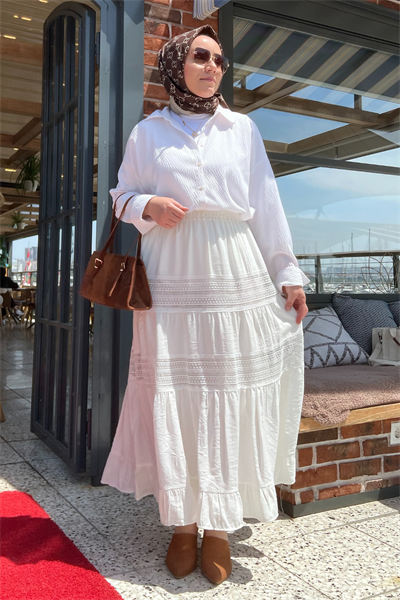 Güpür Detay Etek - BEYAZ