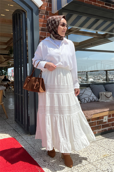 Güpür Detay Etek - BEYAZ