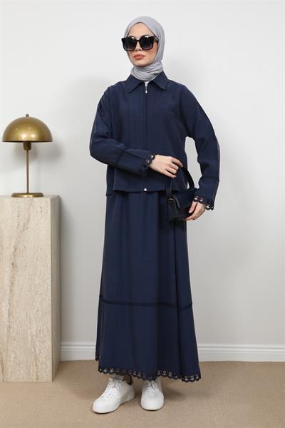 Güpür Detay Takım - Lacivert