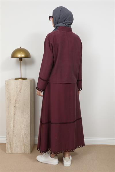 Güpür Detay Takım - Mor