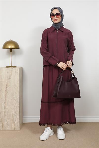 Güpür Detay Takım - Mor