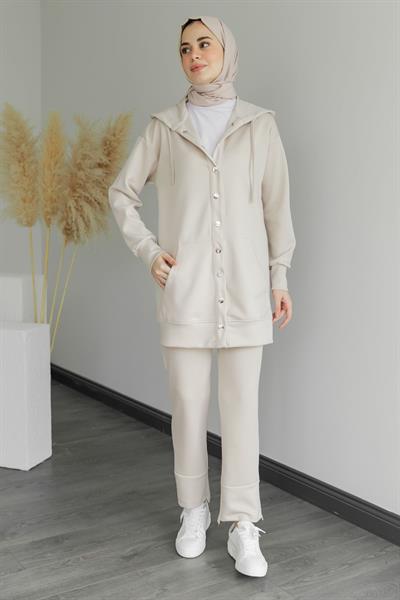 İkili Eşofman Takımı - Krem