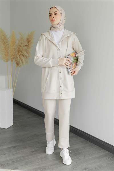 İkili Eşofman Takımı - Krem