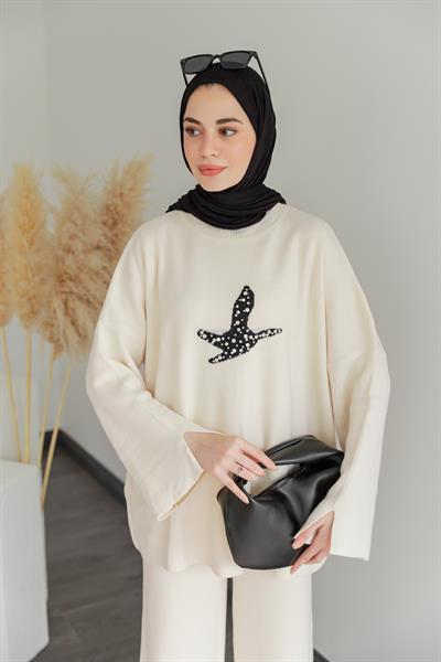 İkili Triko Takım - Krem