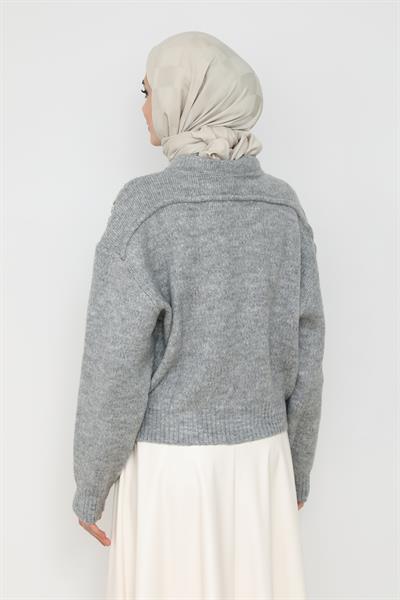 İncili Premium Hırka - Gri