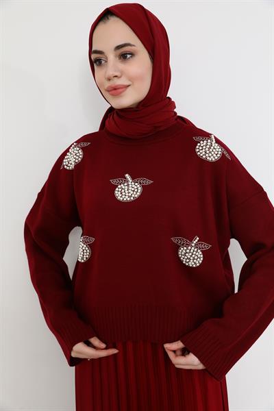 İncili Triko - Bordo