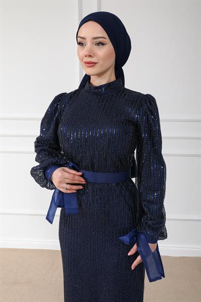 Işıltılı Abiye - Lacivert