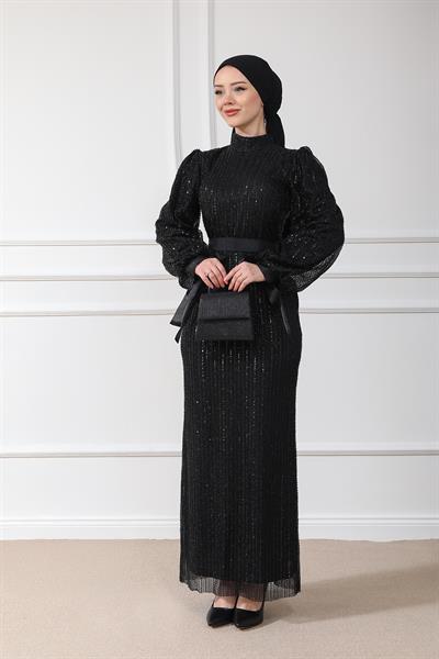 Işıltılı Abiye - Siyah