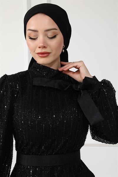 Işıltılı Abiye - Siyah