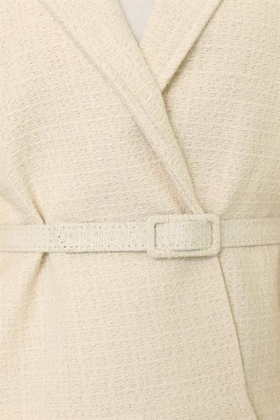 Işıltılı Pelerin Ceket - Krem