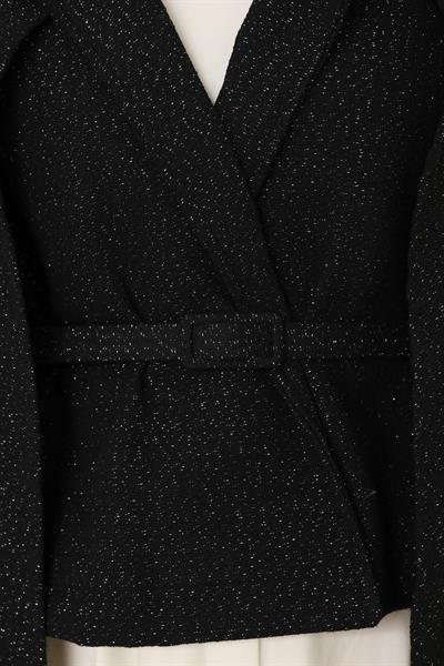 Işıltılı Pelerin Ceket - Siyah 