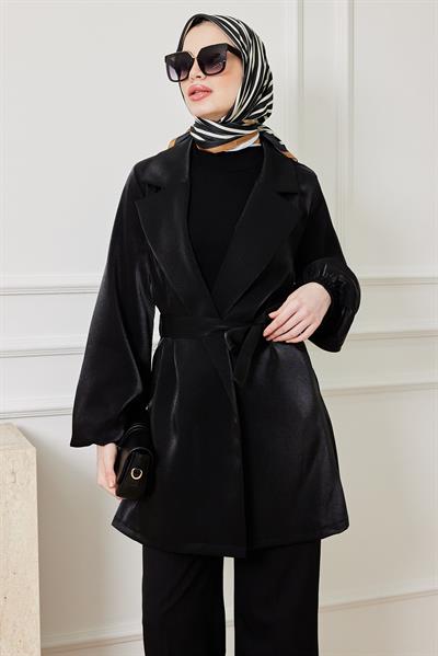 Jakarlı Ceket - SİYAH