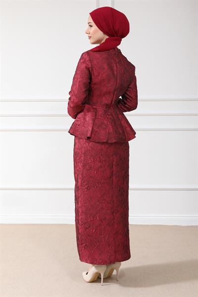 Kabartmalı Abiye - BORDO