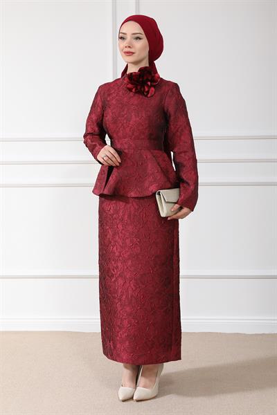 Kabartmalı Abiye - BORDO