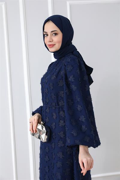 Kabartmalı Abiye - Lacivert