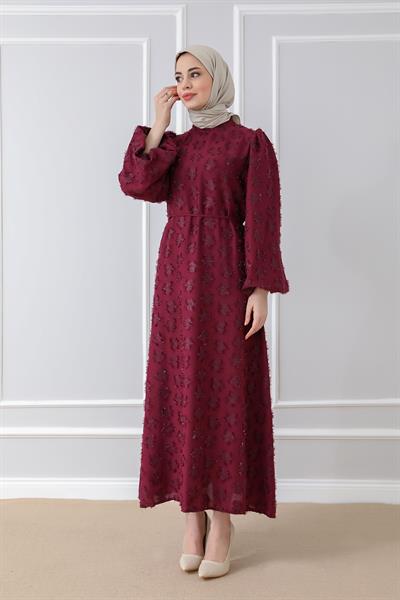 Kabartmalı Abiye - Mor