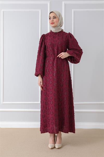 Kabartmalı Abiye - Mor