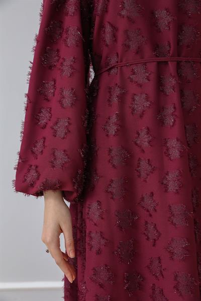 Kabartmalı Abiye - Mor